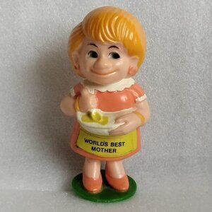 Vintage Berries World's Best Mother Plastic Figurine Blond Cooking Mother's day